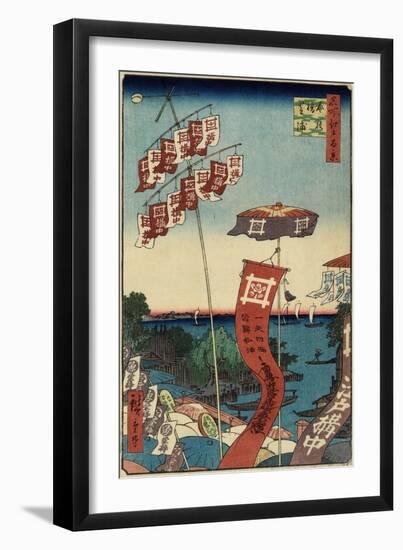 Kanasugi Bridge, Shibaura, July 1857-Utagawa Hiroshige-Framed Giclee Print