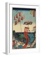 Kanasugi Bridge, Shibaura, July 1857-Utagawa Hiroshige-Framed Giclee Print