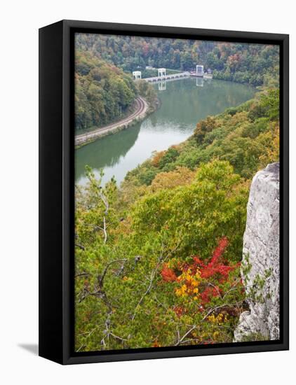 Kanawha River Overlook, Hawks Nest State Park, Anstead, West Virginia, USA-Walter Bibikow-Framed Stretched Canvas