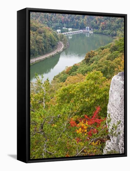 Kanawha River Overlook, Hawks Nest State Park, Anstead, West Virginia, USA-Walter Bibikow-Framed Stretched Canvas
