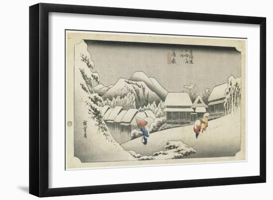 Kanbara--Night Snow, C. 1833-Utagawa Hiroshige-Framed Giclee Print