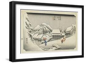 Kanbara--Night Snow, C. 1833-Utagawa Hiroshige-Framed Giclee Print