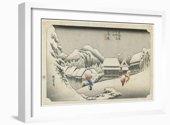 Kanbara--Night Snow, C. 1833-Utagawa Hiroshige-Framed Giclee Print