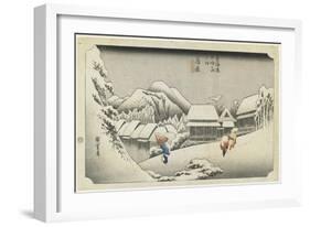 Kanbara--Night Snow, C. 1833-Utagawa Hiroshige-Framed Giclee Print