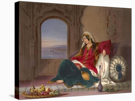 Kandahar Lady of Rank, Engaged in Smoking, 1848-Robert Carrick-Stretched Canvas