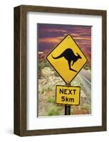 Kangaroo 5Km Olgas Rock Outback-null-Framed Art Print