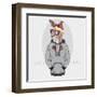 Kangaroo Boy in Urban Style with Headphones - Fashion Animal Illustration-Olga_Angelloz-Framed Art Print