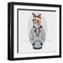 Kangaroo Boy in Urban Style with Headphones - Fashion Animal Illustration-Olga_Angelloz-Framed Art Print