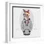 Kangaroo Boy in Urban Style with Headphones - Fashion Animal Illustration-Olga_Angelloz-Framed Art Print