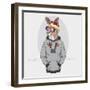 Kangaroo Boy in Urban Style with Headphones - Fashion Animal Illustration-Olga_Angelloz-Framed Art Print