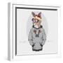 Kangaroo Boy in Urban Style with Headphones - Fashion Animal Illustration-Olga_Angelloz-Framed Art Print