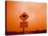 Kangaroo Crossing Road Sign, Outback Dust Storm, Rural Highway, Ivanhoe, New South Wales, Australia-Paul Souders-Stretched Canvas