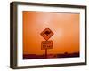 Kangaroo Crossing Road Sign, Outback Dust Storm, Rural Highway, Ivanhoe, New South Wales, Australia-Paul Souders-Framed Photographic Print