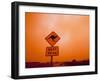 Kangaroo Crossing Road Sign, Outback Dust Storm, Rural Highway, Ivanhoe, New South Wales, Australia-Paul Souders-Framed Photographic Print