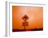 Kangaroo Crossing Road Sign, Outback Dust Storm, Rural Highway, Ivanhoe, New South Wales, Australia-Paul Souders-Framed Photographic Print