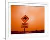 Kangaroo Crossing Road Sign, Outback Dust Storm, Rural Highway, Ivanhoe, New South Wales, Australia-Paul Souders-Framed Photographic Print