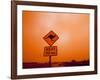 Kangaroo Crossing Road Sign, Outback Dust Storm, Rural Highway, Ivanhoe, New South Wales, Australia-Paul Souders-Framed Photographic Print