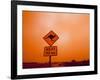 Kangaroo Crossing Road Sign, Outback Dust Storm, Rural Highway, Ivanhoe, New South Wales, Australia-Paul Souders-Framed Photographic Print