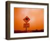 Kangaroo Crossing Road Sign, Outback Dust Storm, Rural Highway, Ivanhoe, New South Wales, Australia-Paul Souders-Framed Photographic Print