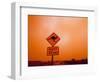 Kangaroo Crossing Road Sign, Outback Dust Storm, Rural Highway, Ivanhoe, New South Wales, Australia-Paul Souders-Framed Photographic Print