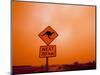 Kangaroo Crossing Road Sign, Outback Dust Storm, Rural Highway, Ivanhoe, New South Wales, Australia-Paul Souders-Mounted Photographic Print