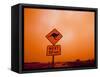 Kangaroo Crossing Road Sign, Outback Dust Storm, Rural Highway, Ivanhoe, New South Wales, Australia-Paul Souders-Framed Stretched Canvas