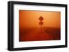 Kangaroo Crossing Sign in Dust Storm in the Australian Outback-Paul Souders-Framed Premium Photographic Print