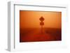 Kangaroo Crossing Sign in Dust Storm in the Australian Outback-Paul Souders-Framed Premium Photographic Print