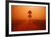 Kangaroo Crossing Sign in Dust Storm in the Australian Outback-Paul Souders-Framed Photographic Print