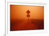 Kangaroo Crossing Sign in Dust Storm in the Australian Outback-Paul Souders-Framed Photographic Print