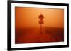 Kangaroo Crossing Sign in Dust Storm in the Australian Outback-Paul Souders-Framed Photographic Print