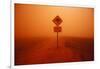 Kangaroo Crossing Sign in Dust Storm in the Australian Outback-Paul Souders-Framed Photographic Print