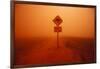 Kangaroo Crossing Sign in Dust Storm in the Australian Outback-Paul Souders-Framed Photographic Print