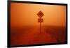 Kangaroo Crossing Sign in Dust Storm in the Australian Outback-Paul Souders-Framed Photographic Print