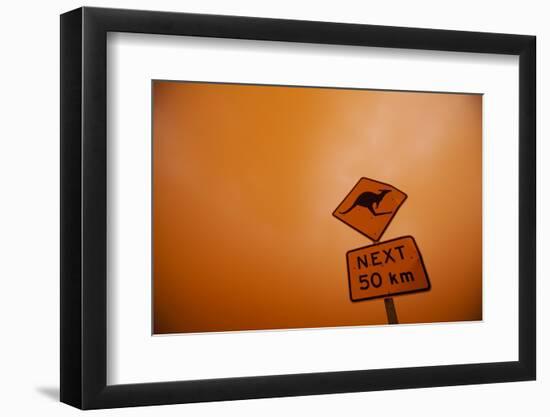 Kangaroo Crossing Sign in Dust Storm-Paul Souders-Framed Photographic Print