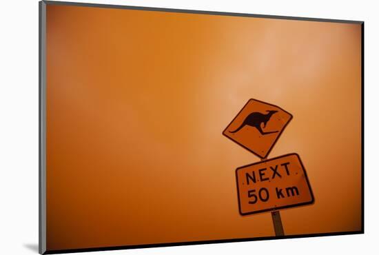 Kangaroo Crossing Sign in Dust Storm-Paul Souders-Mounted Photographic Print