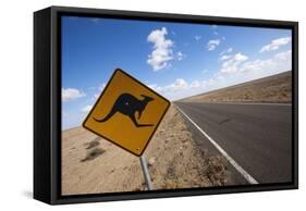 Kangaroo Crossing Sign in the Australian Outback-Paul Souders-Framed Stretched Canvas