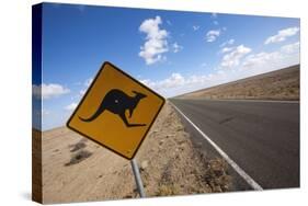 Kangaroo Crossing Sign in the Australian Outback-Paul Souders-Stretched Canvas