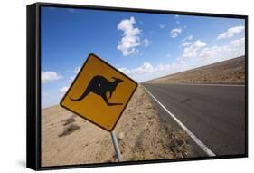 Kangaroo Crossing Sign in the Australian Outback-Paul Souders-Framed Stretched Canvas