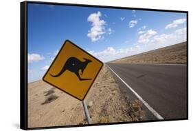 Kangaroo Crossing Sign in the Australian Outback-Paul Souders-Framed Stretched Canvas