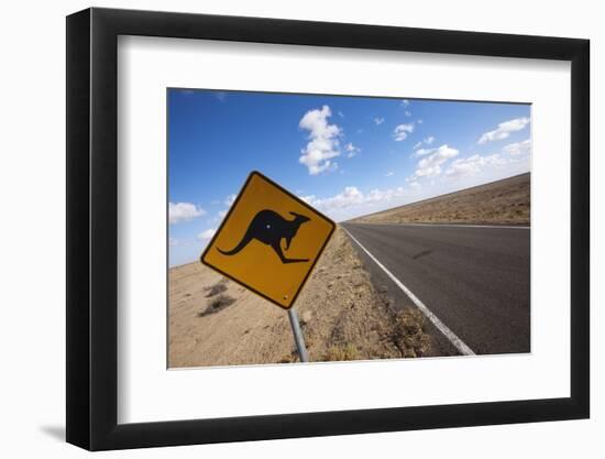 Kangaroo Crossing Sign in the Australian Outback-Paul Souders-Framed Premium Photographic Print