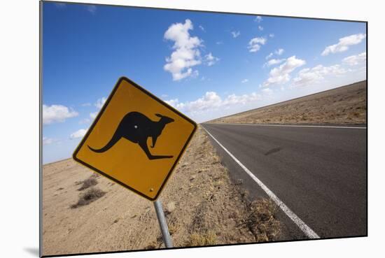 Kangaroo Crossing Sign in the Australian Outback-Paul Souders-Mounted Photographic Print