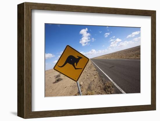 Kangaroo Crossing Sign in the Australian Outback-Paul Souders-Framed Photographic Print