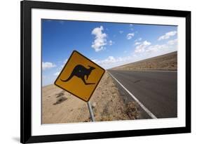 Kangaroo Crossing Sign in the Australian Outback-Paul Souders-Framed Photographic Print