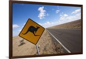 Kangaroo Crossing Sign in the Australian Outback-Paul Souders-Framed Photographic Print