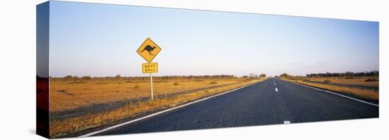 Kangaroo Road Warning Sign, Outback Highway, Australia-null-Stretched Canvas