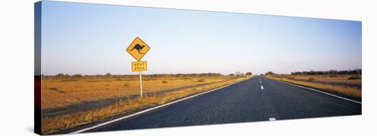 Kangaroo Road Warning Sign, Outback Highway, Australia-null-Stretched Canvas