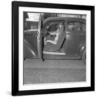 Kangaroo Sitting inside of Car, Smoking Pipe-null-Framed Photographic Print