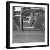 Kangaroo Sitting inside of Car, Smoking Pipe-null-Framed Photographic Print