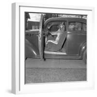 Kangaroo Sitting inside of Car, Smoking Pipe-null-Framed Photographic Print